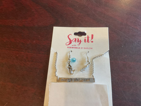 Mermaid @ Heart Necklace & Earrings