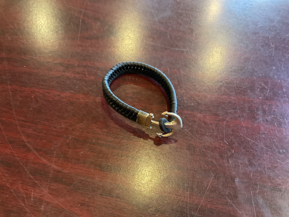 B0902.BK BLACK ANCHOR BRACELET