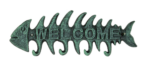 Welcome Fish Key Rack - Verdigris