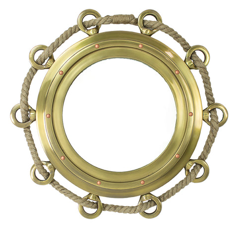 Xl Porthole Mirror W/ Rope