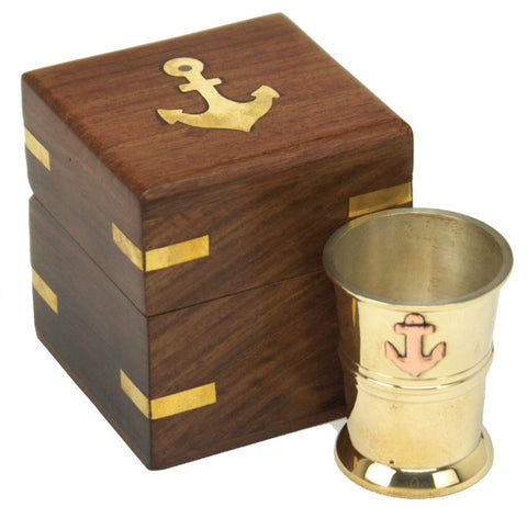 Shot Glass In Wooden Box