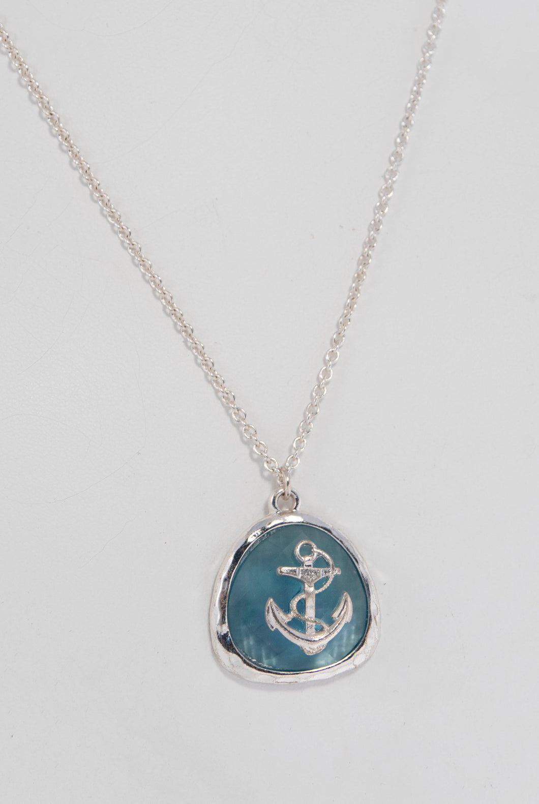 Blue Stone and Anchor Necklace