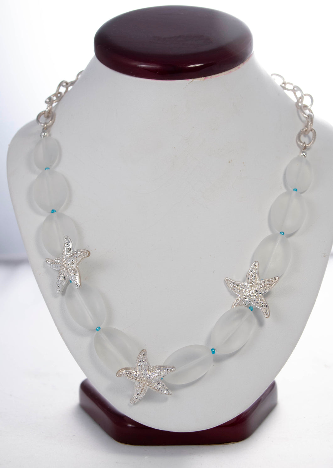 Silver Aqua Starfish Necklace