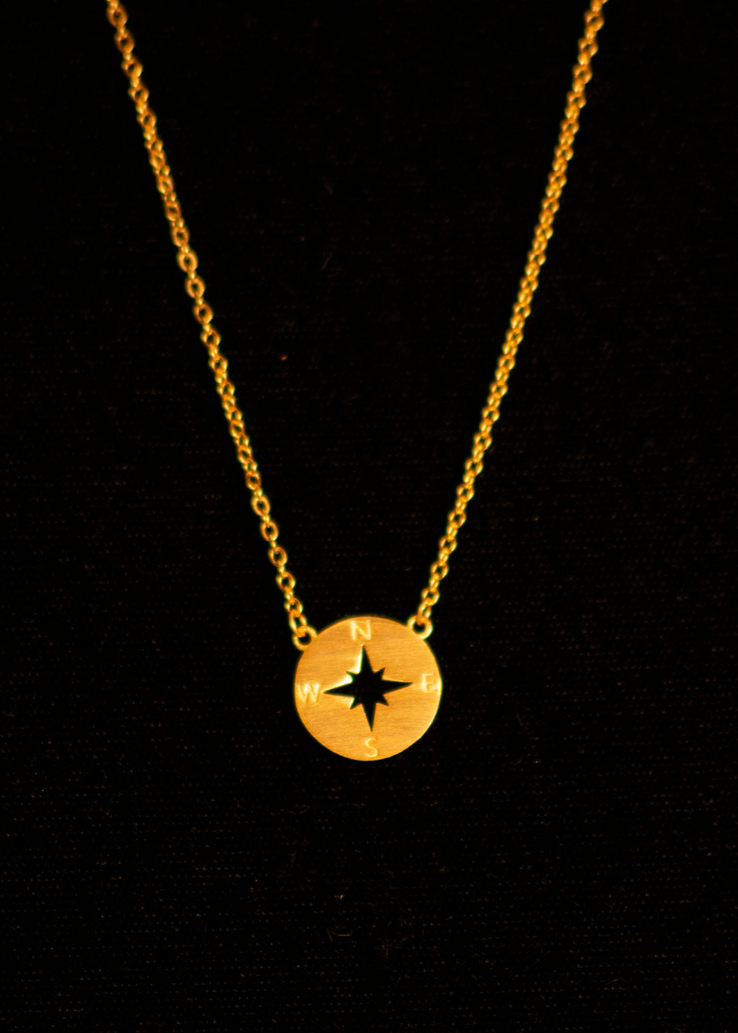 Gold Enamel Compass Necklace