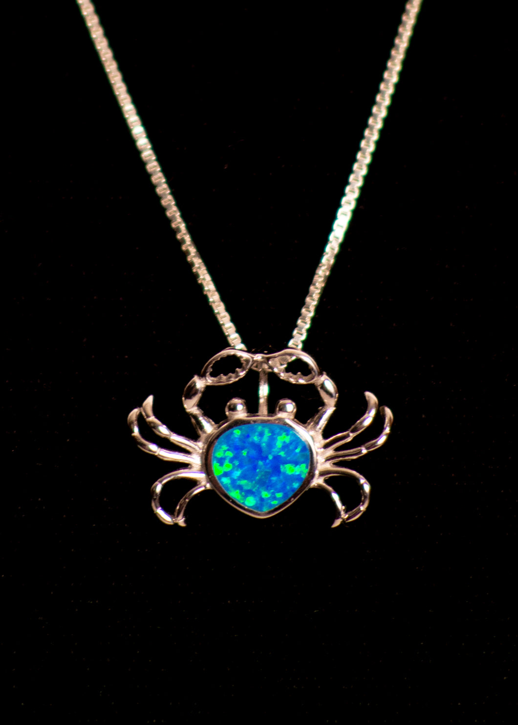 Sterling Silver Blue Opal Crab Necklace