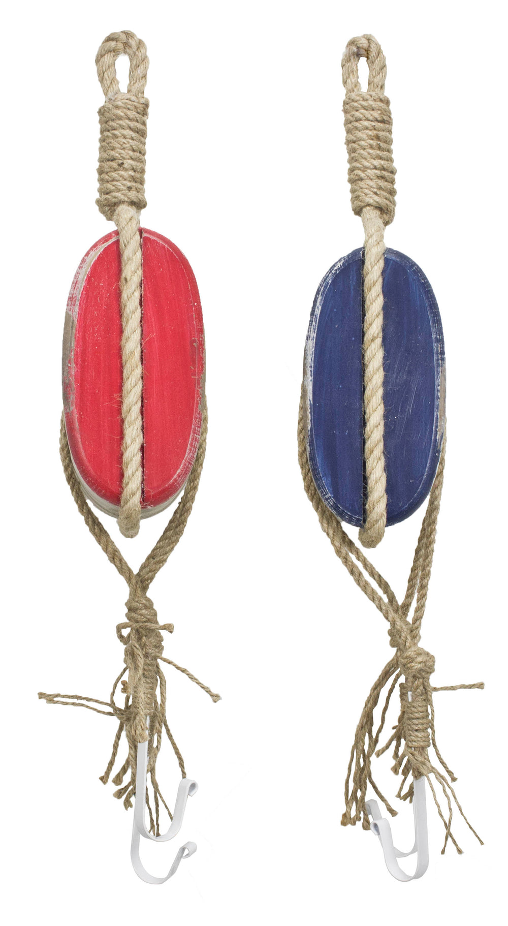 Pulley Decor W/ Hooks - Wood (pkg. 2)
