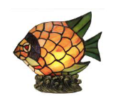 Red Tiffany Glass Fish Lamp
