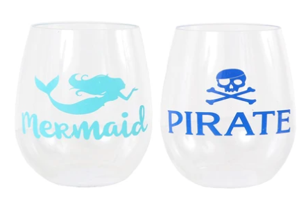 Mermaid and Pirate - Wine Glass Set