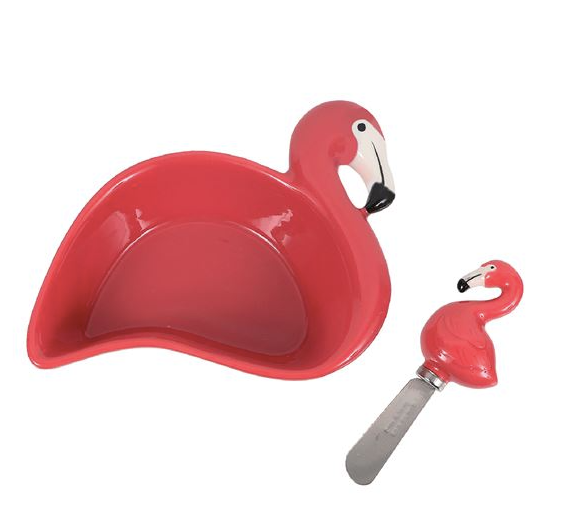 Flamingo Dip Bowl & Spreader