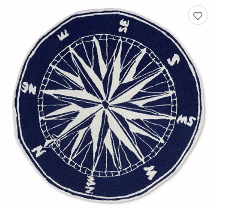 Round Liora Manne Front Porch Compass - Navy Rug