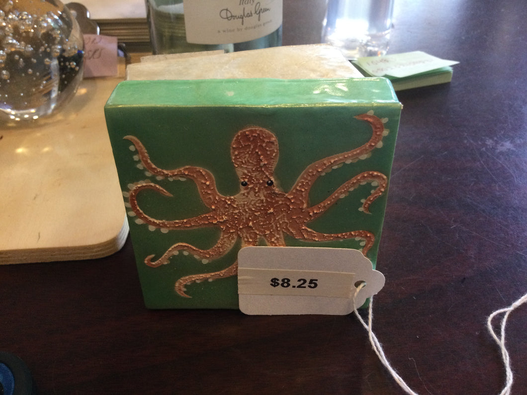 small capiz w/ painted octopus Box
