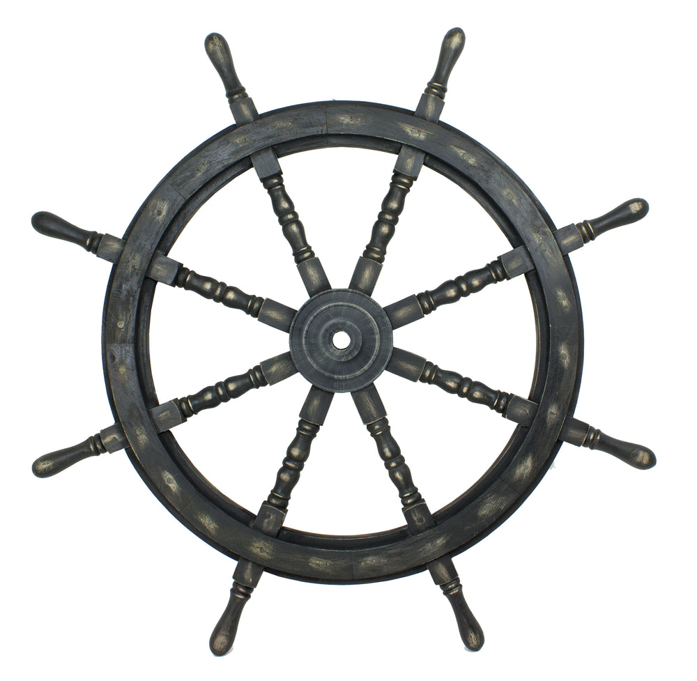36" Ship Wheel Distressed - Black